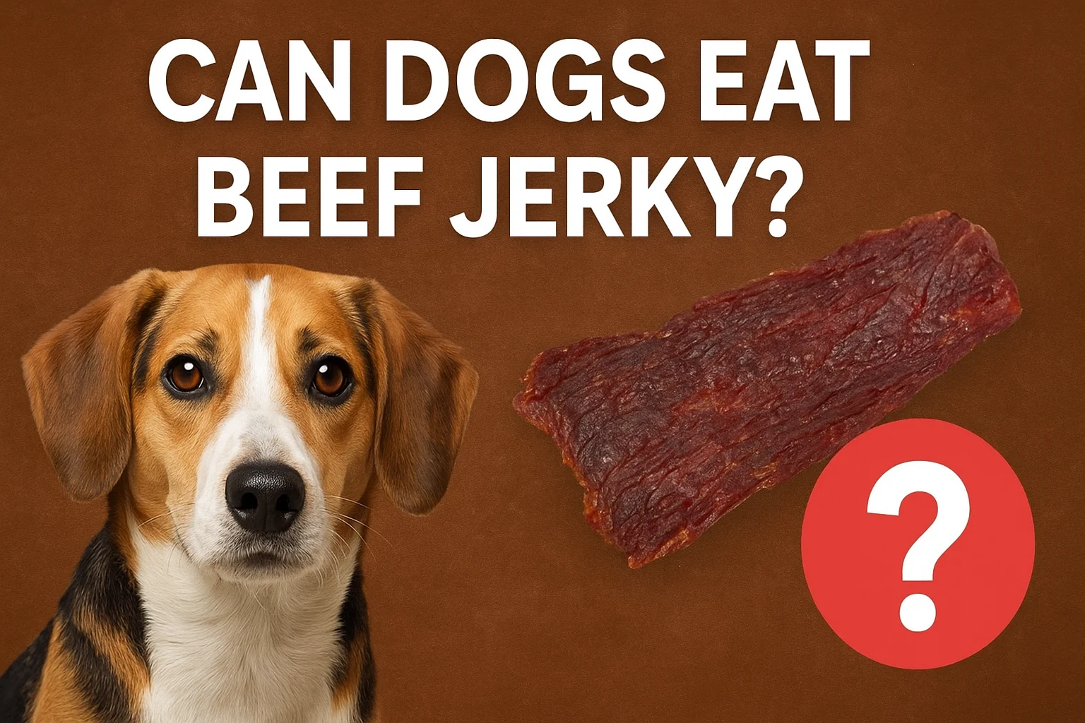 Dog sniffing beef jerky treats on a wooden table – can dogs safely eat beef jerky?