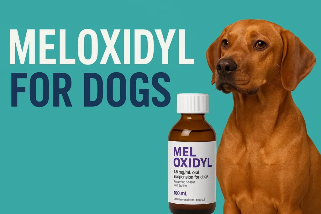 “Meloxidyl for dogs bottle with a brown dog – vet-approved pain relief and dosage guide”
